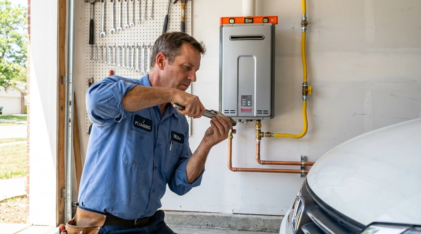 Tankless water heater installation by a Johns Plumbing LLC plumber in Greenvale